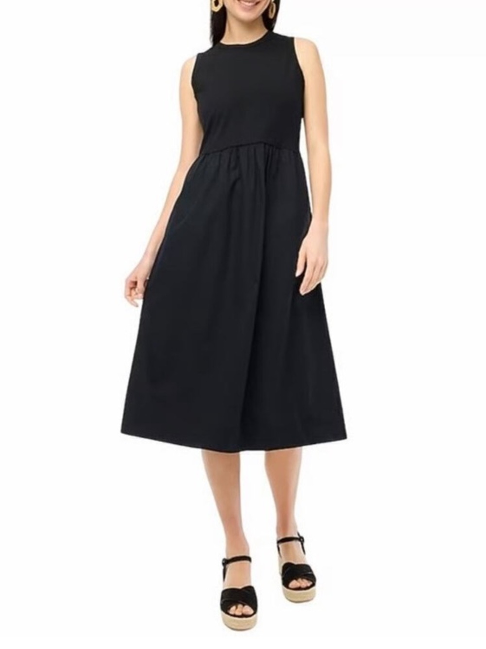 J. Crew Sleeveless Black Midi Dress. Size M